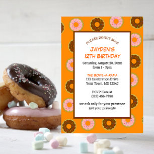 Sprinkled Donuts Tillfällen Orange Small Party Inbjudningar