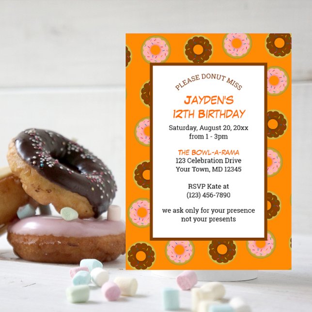 Sprinkled Donuts Tillfällen Orange Small Party Inbjudningar (Skapare uppladdad)