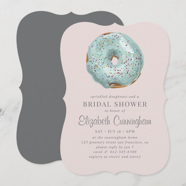 Sprinkled Doughnut och en Möhippa Inbjudningar (Fram/baksida)