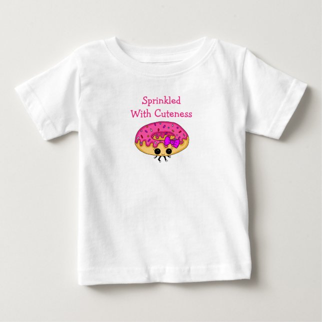 Sprinkled med Cuteness Rosa Frosted Donut T Shirt (Framsida)