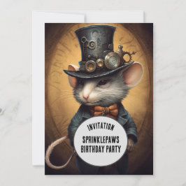 Sprinklepaws Steampunk Djur Anpassat namn Inbjudningar