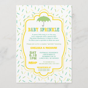 Sprinkles Baby Shower Inbjudan grönt gult teal