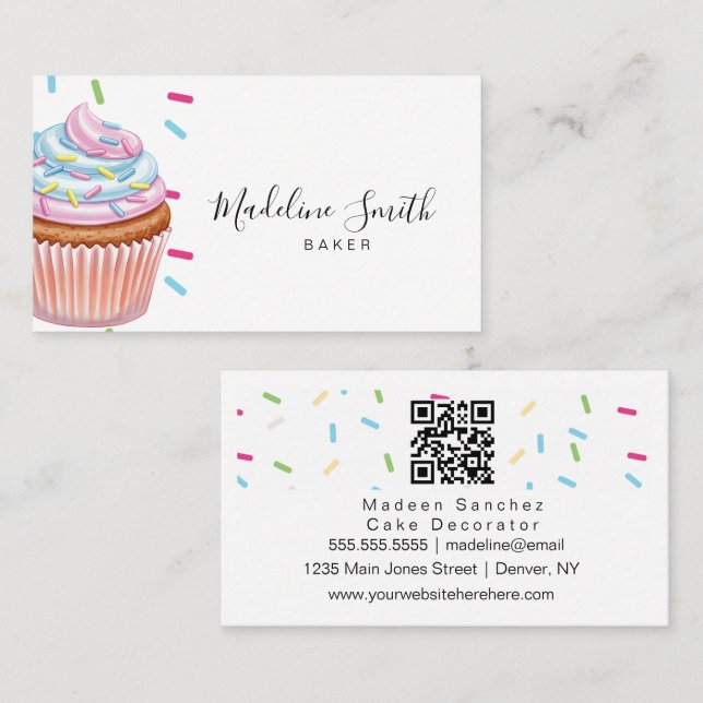 Sprinkles Bakery Rainbow Cupcakes Bar kod Visitkort (Fram/baksida)