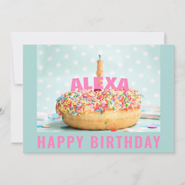 Sprinkles Donut Birthday Cake 1 Flat Greeting Card (Framsida)