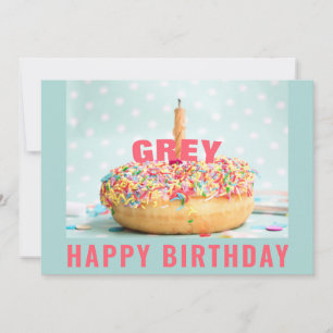 Sprinkles Donut Birthday Cake 2 Flat Greeting Card