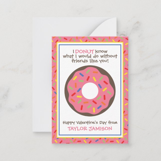 Sprinkles Donut Valentines klassrumskort Anteckningskort (Framsida)