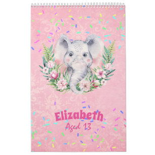 Sprinkles Elephant Boho Blommigt Girls NAMED Gift Kalender