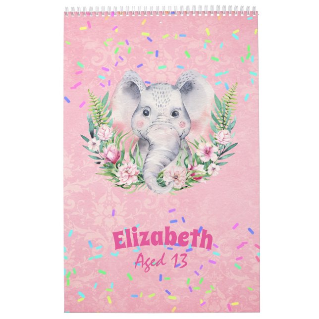 Sprinkles Elephant Boho Blommigt Girls NAMED Gift Kalender (Omslag)