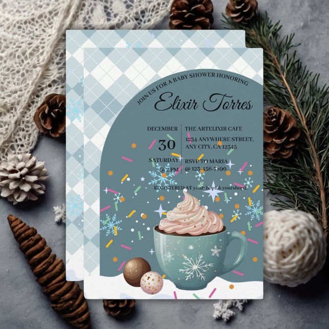 Sprinkles Hett Cocoa Winter Snöflingor Baby Shower Inbjudningar (Skapare uppladdad)