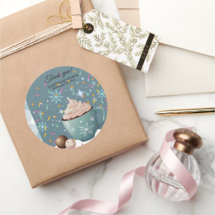 Sprinkles Hett Cocoa Winter Snöflingor Baby Shower Runt Klistermärke