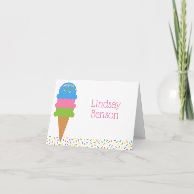 Sprinkles Ice Cream Cone-mappade anteckningskort (Framsida)