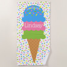 Sprinkles Ice Cream Cone Personlig Beach Towel