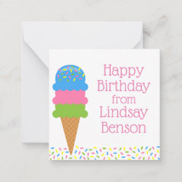 Sprinkles Ice Cream Cone Personlig Gift-kort Anteckningskort