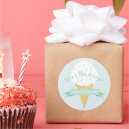 Sprinkles Ice Cream Här är Scoop Birthday Runt Klistermärke