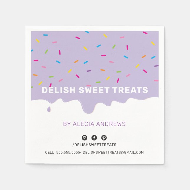 SPRINKLES moderna frostsprinkler lila Pappersservett (Framsidan)