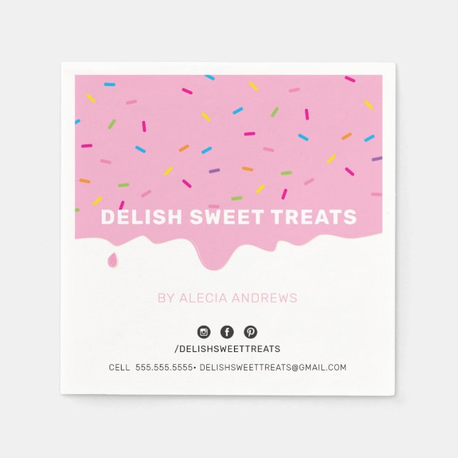 SPRINKLES moderna söta frostsprinkler rosa Pappersservett (Framsidan)