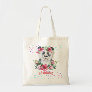 Sprinkles PANDA BEAR Rosa Boho Flowers Girls Namng Tygkasse
