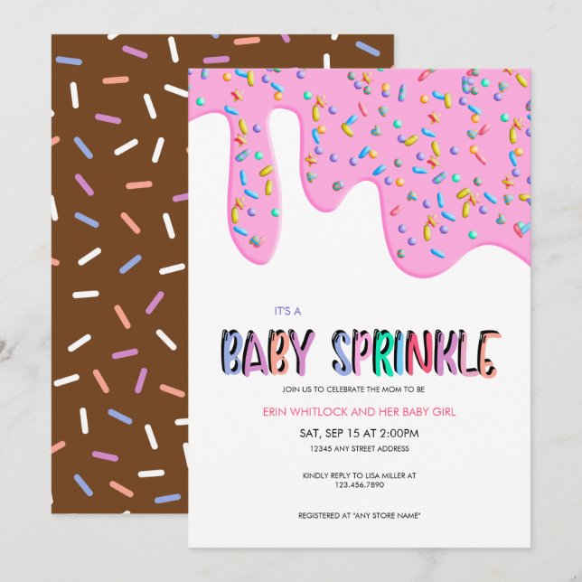 Sprinkles Rosa | Baby Sprinkle-inbjudningar Inbjudningar (Fram/baksida)