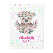 Sprinkles SLOTH Boho Girls Rosa Flowers ger Cute