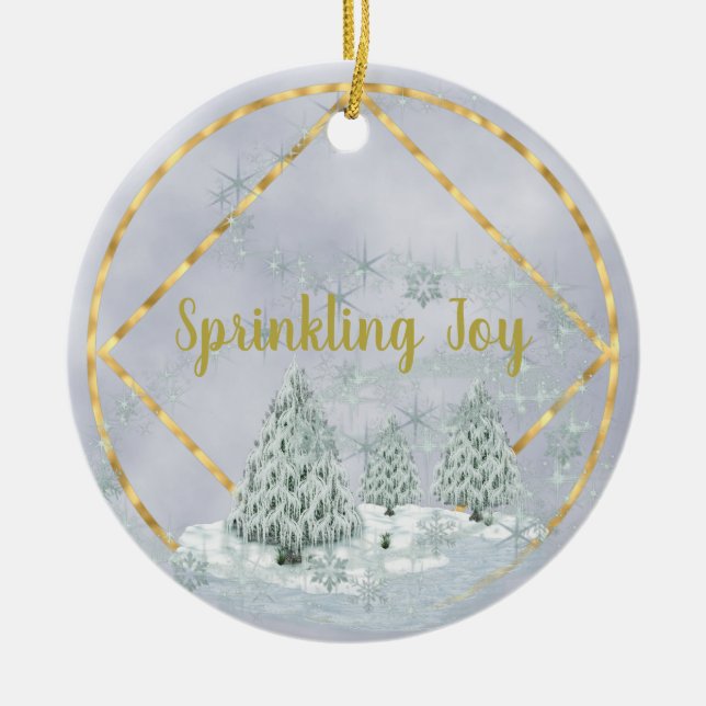 Sprinkling Joy jul Winter Scene Julgransprydnad Keramik (Framsidan)