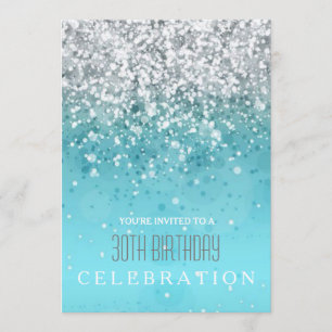 Sprinkling Joy Modern Aqua Glitter Party Inbjudnin Inbjudningar