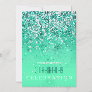 Sprinkling Joy Modern Aqua Grönt Glitter Party Inbjudningar