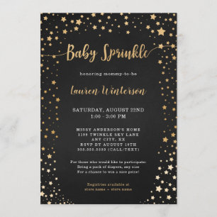 Sprinkning av Twinkle Chalkboard Guld Star Baby Inbjudningar