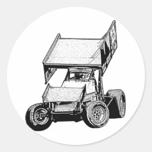 Sprint Car 1 Runt Klistermärke