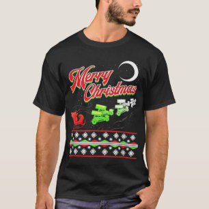 Sprint Car Tävla Santa Santa Sleigh Motorspor T Shirt