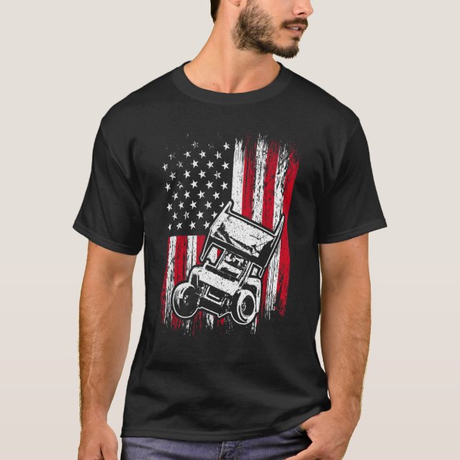 Sprint Car Tävla Tävling Track Racer 2 T Shirt (Framsida)