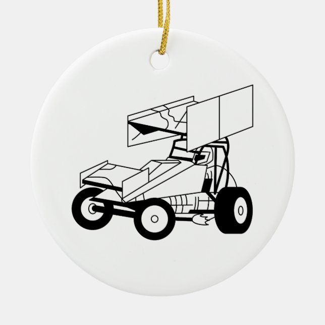 Sprinta bilen skisserar julgransprydnad keramik (Framsidan)