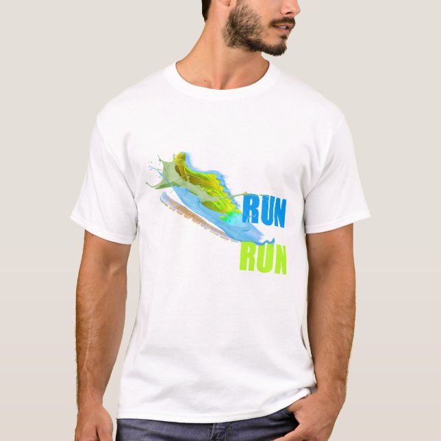 SPRINTA SPRINTA Målarstänk Blå & Grön Löpningssko T Shirt (Framsida)