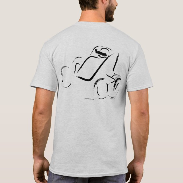 Sprintcar 01 Svart på Askgrå Bakgrund T Shirt (Baksida)