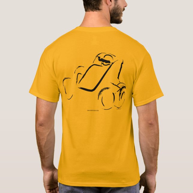 Sprintcar 01 Svart på Guld Bakgrund T Shirt (Baksida)