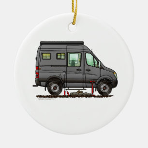 Sprinter Camper Van RV lycklig camper Julgransprydnad Keramik