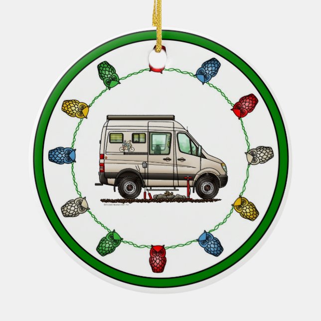 Sprinter Camper Van RV lycklig camper Julgransprydnad Keramik (Baksidan)