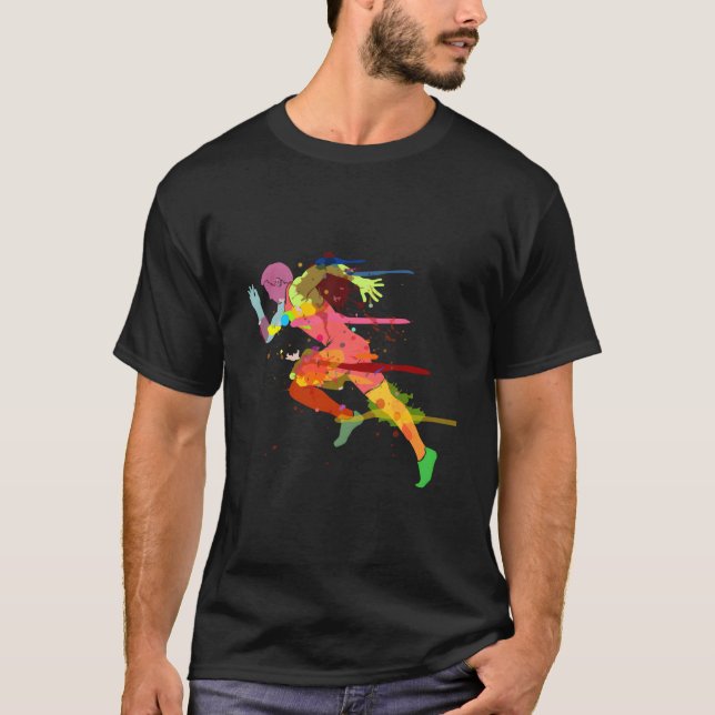Sprinter Friidrott Löpare Löpning Maraton T Shirt (Framsida)
