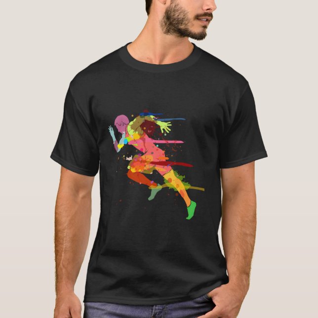 Sprinter Track and Fält Springer som kör Marathon T Shirt (Framsida)