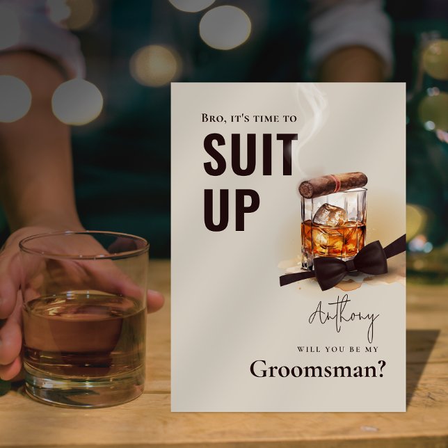 Sprit Bourbonsigar Smoking Tuxedo Kostym Upp Bröll Inbjudningar (Liquor Bourbon Cigar Tuxedo Suit Up Groomsman Invitation)