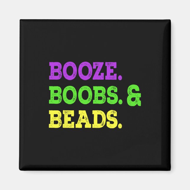 Sprit Breast Pärlor Funny Mardi Gras Carnival Part Magnet (Framsidan)