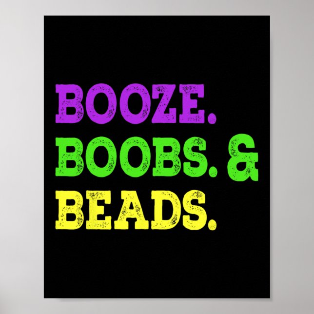 Sprit Breast Pärlor Funny Mardi Gras Carnival Part Poster (Framsidan)