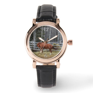 Sprit Bucking Ranch Horse Equine Wristwatch Armbandsur