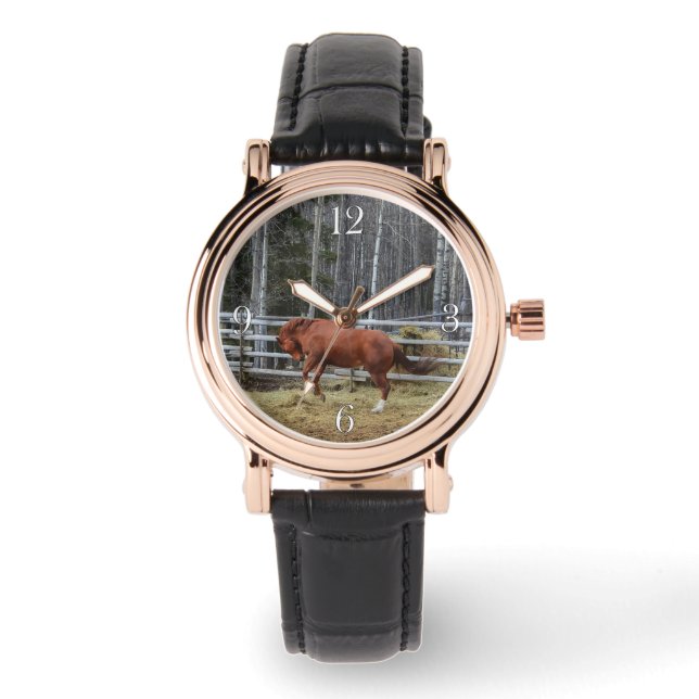 Sprit Bucking Ranch Horse Equine Wristwatch Armbandsur (Framsida)