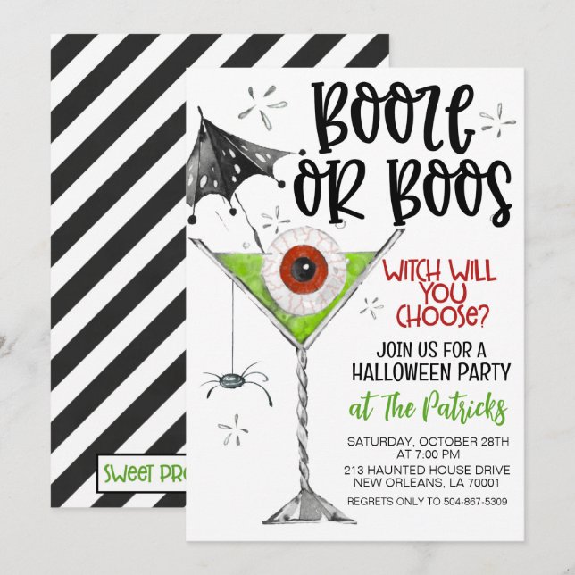 Sprit eller Boos Halloween fest Inbjudningar (Fram/baksida)