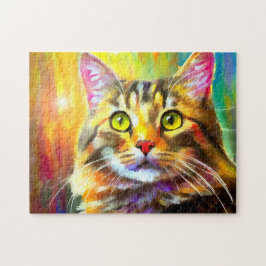 Sprit, färgstark, Orange Grått Tabby katt-färgfärg Pussel