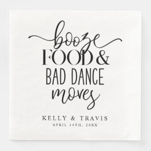 Sprit Food and Bad Dance Moves Bröllop Napkin Pappersservett