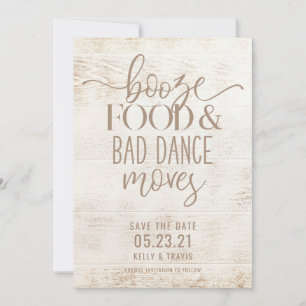 Sprit Food and Bad Dance Moves Bröllop Spara Datumet