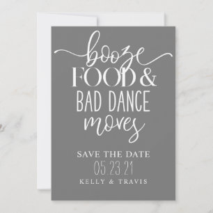 Sprit Food and Bad Dance Moves Bröllop Spara Datumet