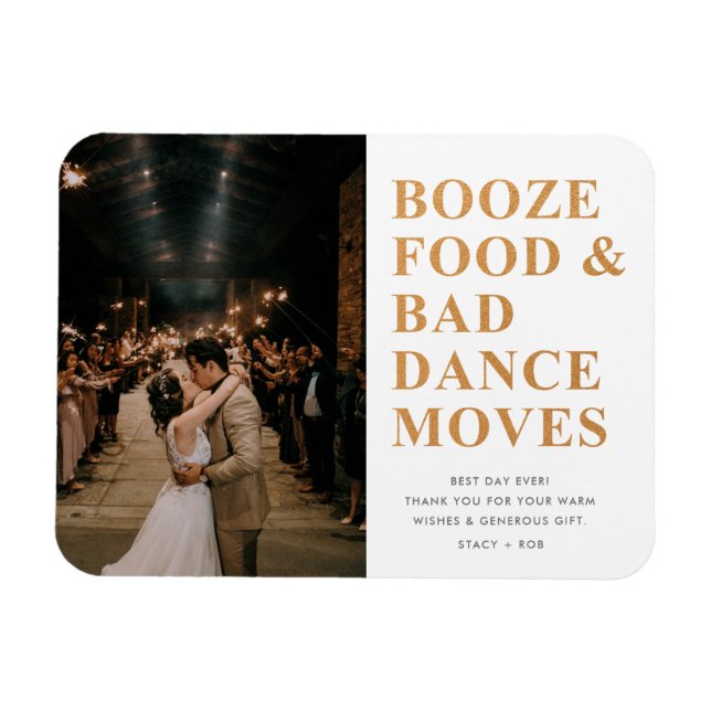Sprit Food Bad Dance Moves Bröllop Tack Magnet (Horisontell)