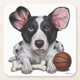 Sprit Hund med basket och ben Underlägg Papper Kvadrat